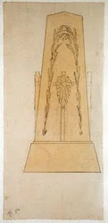 Design pro pomník, 1812 (pero se žlutým lavírováním na papíře)