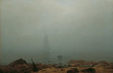 Německy: Meeresstrand im Nebel Mořské pobřeží v mlze
