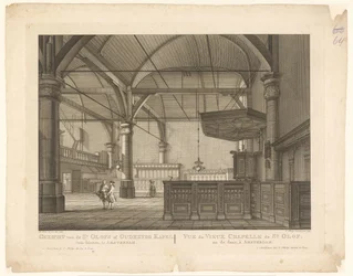 Interiér kaple sv. Olofa v Amsterdamu Pohled na kapli St. Olofs nebo Oudezyds zevnitř, v Amsterdamu / Vue du Vieux Chapelle de St. Olof a tanec, à Amsterdam (název na objektu)