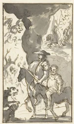 Don Quichotte a Sancho Panza projíždějí kolem kovárny Návrhy pro pátý díl Histoire de l