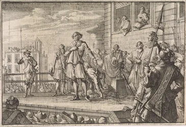 Thomas Wentworth, hrabě ze Straffordu promlouvá k lidem z lešení, 1641
