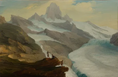 Pohled z Bäniseggu přes ledovec Lower Grindelwald. 1778