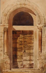 Portál kostela Nervy St. Sepulcher faksimile kopie kresby E. Viollet Le Duc..., 1880.