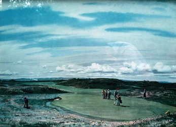 Cecil Aldin 1870-1935, výtvarný tisk golfového hřiště, c1920