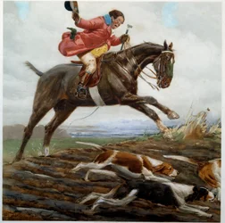 Lov: “” Tayaut”” Akvarel od Cecila Aldina (1870-1935) Soukromá sbírka z 19. století