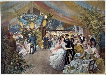 Míč na palubě parníku Ilustrace Cesare Detti (1847-1914) Paříž 19. století, Musee Carnavalet