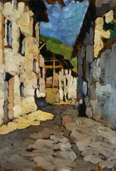 Venkovské domy, 20. století (olej na plátně)