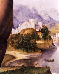 Svatý Jeroným, detail krajiny (olej na panelu) (detail 112517)