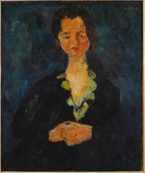Portrét ženy s modrým pozadím, 1927