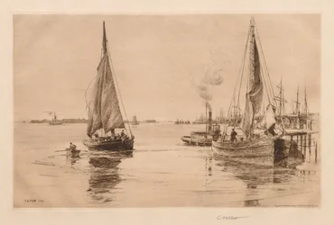 Dvě šalupy na East River, 1889.