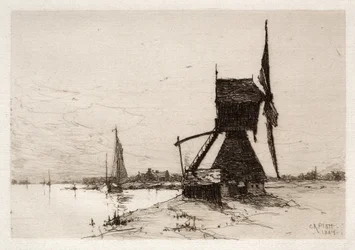Větrný mlýn podél pobřeží, 1884.