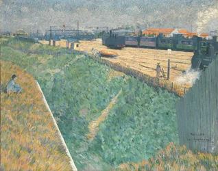Západní železnice na výjezdu z Paříže, 1886