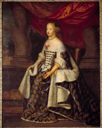 Portrét Marie Terezie Rakouské (1638-1683), královny Francie Obraz Ateliéru Charlese Beaubruna (1604-1692) 17. století Sun. 1,8 x 1,4 m