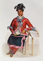 Tshusik, a Chippeway Woman, 1827, ilustrace z 