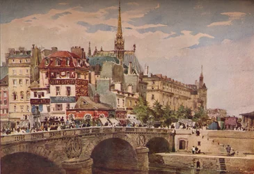 Paříž z Pont St Michel, c1846