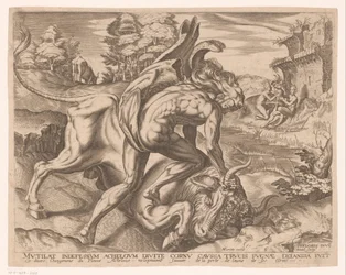 Herkules zkrotí krétského býka Labors of Hercules po Frans Floris (název série)