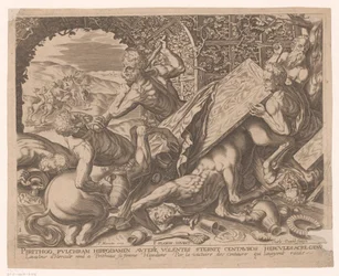 Herkules zabije kentaura Eurytiona Labors of Hercules po Frans Floris (název série)