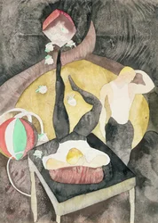 Dva akrobatští žongléři, 1916 (wc na papíře)