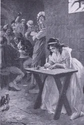 Madame Roland píše své dceři, z My Magazine, pub. 1922 (litho)