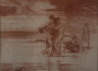 Koupání aktů, 1904 (červená křída na papíře)