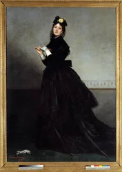 Dáma v rukavici, obraz Émila Augusta Caroluse-Durana (1837-1917), 1869, 2,28 x 1,64 m, Paříž, muzeum Orsay