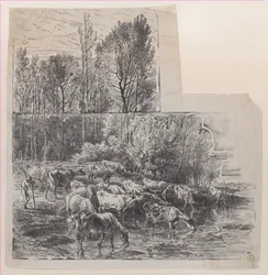 Herdsman and Cattle u Fordu, ca. 1850.