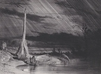 Rybář, deštivé počasí, ca. 1853.