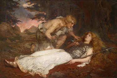 Siegfried (Sigurd) a Bruennhilde (Brunehild) par Butler, Charles Ernest (1864-1933). Olej na plátně, rozměr: 130x200
