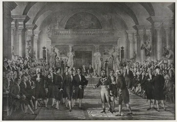 Přijetí Napoleona Bonaparta v ústavu, třída fyziky a matematiky, sekce strojních umění 25. prosince