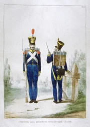 Uniforma pluku lehké pěchoty, Francie, 1823.