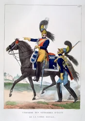 Uniforma elitních četníků královské gardy, Francie, 1823.
