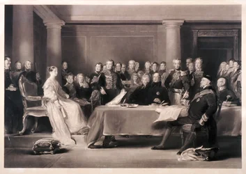Královna Viktorie předsedající koncilu o jejím nástupu na trůn, 1846