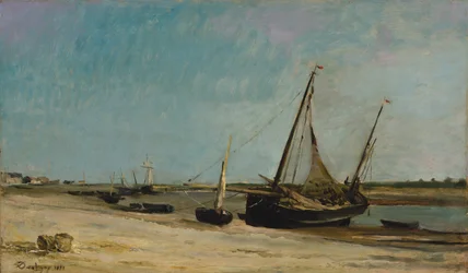 Lodě na mořském pobřeží v Étaples, 1871.