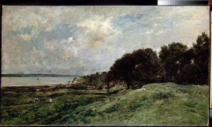 ""Přímořská krajina u Villerville v Calvadosu"" (Pobřeží u Villerville) Malba Charlese Francoise Daubignyho (1817-1878) 1875 85x149 cm Muzeum Ermitáž, Petrohrad (Saint-Petersbourg)