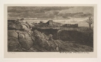 Ruiny zámku Crèmieux Isère, 1850.