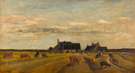 ""Pohled na farmu v Kerity v Bretani"" (Farma v Kerity, Bretaň) Obraz Charles-Francois (Charles Francois) Daubigny (1817-1878) Rozměr 64x101 cm Olej na plátně Gemeentemuseum Den Haag
