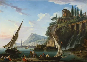 Pobřežní scéna s chrámem Sibyly, Tivoli (malba)