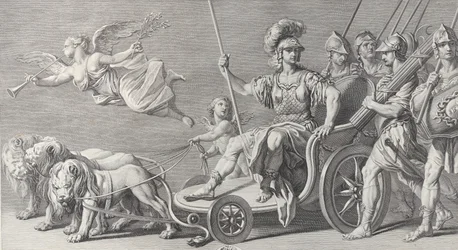 Mars na voze taženém třemi lvy, 1749.