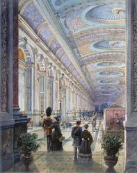 Propracovaný interiér stanice, 1883 (wc na papíře)