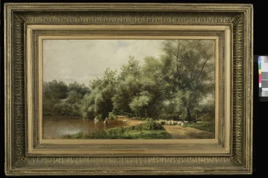 Mytí ovcí na Long Islandu, 1874