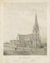 Burton-upon-Trent - Christ Church and Schools: rytina, nd [1789-1850] (tisk)