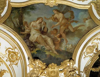 Psyche shromážděná Zephirem Stropní malba od Charlese Josepha Natoire (Charles-Joseph Natoire