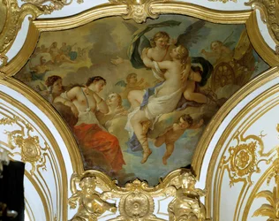 Psyche uchvácená v nebi malbou Strop lásky od Charlese Josepha Natoire (Charles-Joseph Natoire