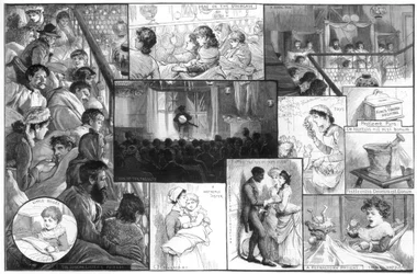 Zábava v Kings College Hospital, 1885.