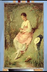Mladá dívka s hnízdem, konec 1860