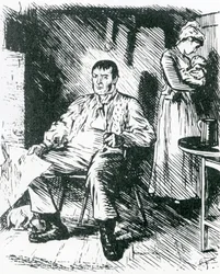 "Ilustrace k časopisu Punch "A Real Hard Case", 1875 (rytina)