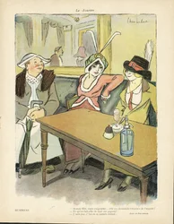 Ilustrace Chas-Laborde (1886-1941) v Le Smile, č. 9, 27. 2. 2013 - Obchod - Restaurace Kavárny, Móda, Klobouk - Cupidite, Lakomost - Ženy