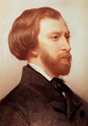 Portrét Alfreda de Musseta (1810-1857) francouzský básník Malba Charlese Landelleho (1812-1908)