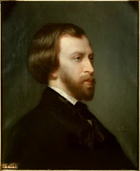 Portrét Alfreda de Musseta (1810-1857) francouzský básník v roce 1854 Malba Charlese Landelleho (1812-1908)