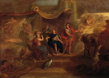 Rozhodnutí vést válku proti Nizozemsku, nástropní malba z Galerie des Glaces ve Versailles